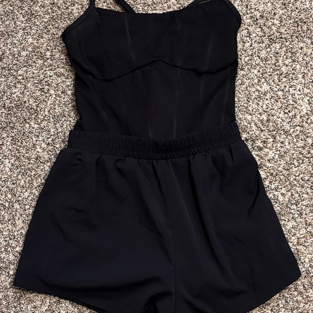 Victorias Secret PINK Black Ultimate Runsie Romper